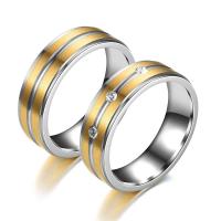 Titanium Steel Finger Ring, polished, Unisex & with rhinestone 