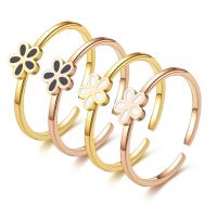 Titanium Steel Finger Ring, Flower, fashion jewelry & for woman & enamel 6mm,1.8*1.2mm 