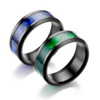 Titanium Steel Finger Ring, with Shell, Vacuum Ion Plating, fashion jewelry & for man, black 
