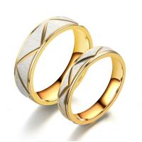Ehepaar Fingerringe, Titanstahl, 24 K vergoldet, unisex & verschiedene Größen vorhanden, goldfarben, 4mm,6mm, verkauft von PC