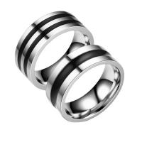 Titanium Steel Finger Ring, polished  & for man & enamel, silver color 