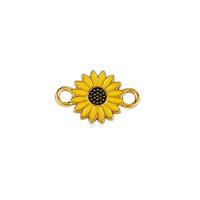 Flower Zinc Alloy Connector, Sunflower, gold color plated, DIY & 1/1 loop, yellow, 20mm 