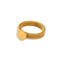 Titanium Steel Finger Ring, Flat Round, Vacuum Ion Plating, fashion jewelry & Unisex golden, 8mm,4mm, US Ring 