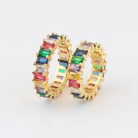 Cubic Zirconia Micro Pave Brass Finger Ring, gold color plated & micro pave cubic zirconia & for woman, multi-colored, 23mm 