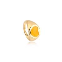 Палец кольцо-латунь, Латунь, Сердце, плакированный настоящим золотом, Регулируемый & Женский & эмаль, Много цветов для выбора, 23mm, продается PC