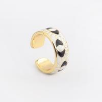 Brass Cuff Finger Ring, plated, Adjustable & for woman & enamel 23mm 