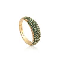 Cubic Zirconia Micro Pave Brass Finger Ring, real gold plated, Adjustable & micro pave cubic zirconia & for woman 23mm 