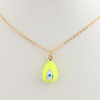 Evil Eye Jewelry Necklace, Brass, real gold plated, for woman & enamel 440mm 