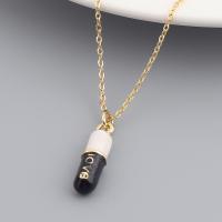 Brass Jewelry Necklace, Capsule, real gold plated, for woman & enamel 440mm 