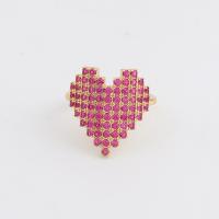 Cubic Zirconia Micro Pave Brass Finger Ring, Heart, real gold plated, Adjustable & micro pave cubic zirconia & for woman 22mm 