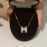 Cubic Zirconia Micro Pave Brass Jewelry Sets, Letter H, gold color plated & micro pave cubic zirconia & for woman 