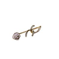 Earring Cuff and Wraps, Brass, Flower, gold color plated, micro pave cubic zirconia & for woman & enamel, 40mm 