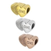 Stainless Steel Large Hole Beads, 304 Stainless Steel, Heart, plated Approx 5mm 