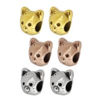 Stainless Steel Large Hole Beads, 304 Stainless Steel, Cat, plated Approx 5mm 