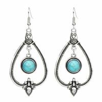 Turquoise Zinc Alloy Earring, with turquoise, plated, fashion jewelry & for woman, silver color, 65mm 