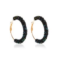 Boucle d'oreille de bijoux en cristal, alliage de zinc, avec cristal, Placage, bijoux de mode & pour femme, plus de couleurs à choisir, 50mm, Vendu par paire