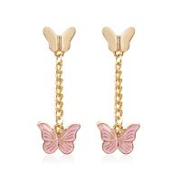 Enamel Zinc Alloy Drop Earring, Butterfly, gold color plated, fashion jewelry & for woman 45mm 