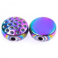Zinc Alloy Jewelry Beads, Flat Round, colorful plated, DIY 