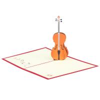 Paper 3D Greeting Card, Violin, handmade, Foldable & 3D effect 