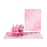 Paper 3D Greeting Card, handmade, Foldable & 3D effect, pink 