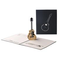 Papel 3D tarjeta de felicitación, guitara, hecho a mano, Plegable & Efecto 3D, 150x150mm, Vendido por UD