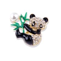 Strass Zink Legierung Brosche, Zinklegierung, mit Kunststoff Perlen, Panda, Modeschmuck & für Frau & mit Strass, 30x25mm, verkauft von PC