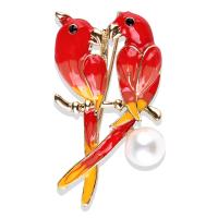 Zinc Alloy Jewelry Brooch, with Plastic Pearl, Parrot, plated, fashion jewelry & for woman 