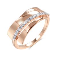 Cubic Zirconia Micro Pave Brass Finger Ring, rose gold color plated & micro pave cubic zirconia & for woman, rose gold color, 10mm 
