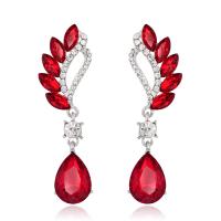 Zinc Alloy Rhinestone Drop Earring, Teardrop, platinum color plated, fashion jewelry & for woman & with rhinestone 