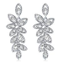 Zinc Alloy Rhinestone Drop Earring, Teardrop, platinum color plated, fashion jewelry & for woman & with rhinestone, silver color 