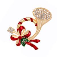 Christmas Jewelry Brooch , Zinc Alloy, Loudspeaker, KC gold color plated, fashion jewelry & for woman & enamel & with rhinestone, mixed colors 