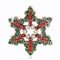 Christmas Jewelry Brooch , Zinc Alloy, Christmas Wreath, antique gold color plated, fashion jewelry & for woman & enamel & with rhinestone, mixed colors 