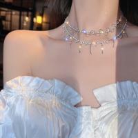 Harz Messing Halskette, mit Zinklegierung, Platinfarbe platiniert, verschiedene Stile für Wahl & für Frau & mit Strass, verkauft von PC