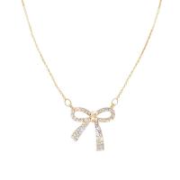 Rhinestone Zinc Alloy Necklace, with 2.75inch extender chain, Bowknot, gold color plated, Korean style & for woman & with rhinestone & hollow Approx 14.1 Inch 