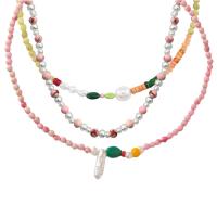 Resin Zinc Alloy Necklace, with Plastic Pearl & Zinc Alloy & for woman 