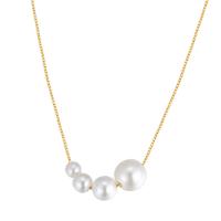Plastic Pearl Necklace, Brass, with Plastic Pearl, with 2.75inch extender chain, gold color plated, Korean style & for woman Approx 15 Inch 