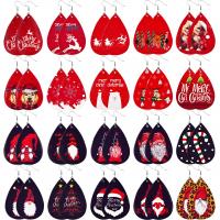 Christmas Earrings, Synthetic Leather, with Zinc Alloy, Teardrop, printing, Christmas Design & for woman 