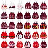 Boucles d'oreilles de Noël, Cuir synthétique, avec alliage de zinc, larme, impression, différentes couleurs et motifs pour le choix & pour femme Vendu par paire
