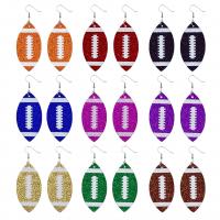 Synthetic Leather Drop Earring, with Zinc Alloy, Rugby Ball, printing, for woman 