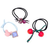 Ponytail Holder, Cloth, with Rubber Band & Plastic, handmade, random style & mixed, Random Color 