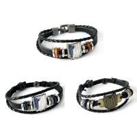 PU Leather Cord Bracelets, Zinc Alloy, with PU Leather, fashion jewelry & multilayer & Unisex Approx 8.66 Inch 
