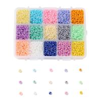 Ceylon Round Glass Seed Beads, Glass Beads, with Plastic Box, DIY, mixed colors 