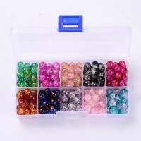 Crackle Glass Beads, with Plastic Box, painted, DIY mixed colors 