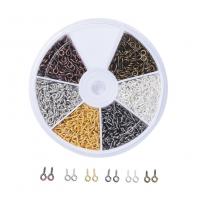 Eisen Haken Augenschrauben Nagel, mit Kunststoff Kasten, DIY, gemischte Farben, 80x12mm, verkauft von Box