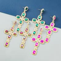 Zinc Alloy Rhinestone Drop Earring, with Acrylic, Cross, gold color plated, fashion jewelry & for woman & with rhinestone 