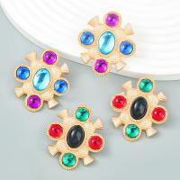 Resin Zinc Alloy Earring, with Resin, gold color plated, fashion jewelry & for woman 