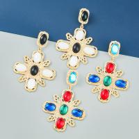 Resin Zinc Alloy Earring, with Resin, Cross, gold color plated, fashion jewelry & for woman 