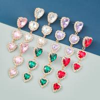 Zinc Alloy Rhinestone Drop Earring, Heart, fashion jewelry & for woman & with glass rhinestone & with rhinestone 