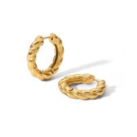 Stainless Steel Huggie Hoop Earring, 304 Stainless Steel, Round, 18K gold plated, fashion jewelry & for woman, golden 
