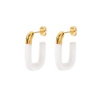 Stainless Steel Stud Earring, 304 Stainless Steel, Vacuum Ion Plating, fashion jewelry & for woman & enamel, two different colored 